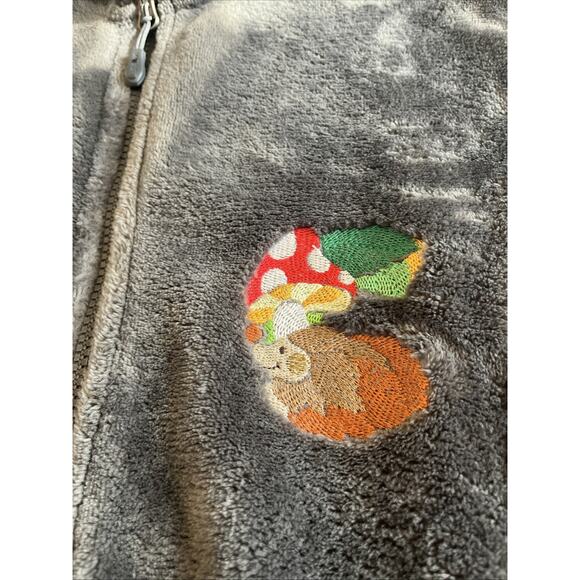 Heatkeeper Gray Full Zip Fleece Jacket Cute Embroidered Fallcore Cabincore Comfy - Picture 2 of 8